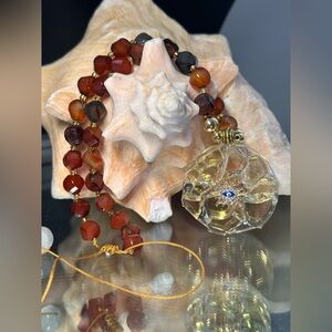 EVIL EYE + RED AGATE NECKLACE